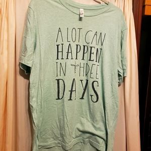 Boutique Easter Religious Tshirt Tee XL Alot Can Happen 3 days Jesus Mint Gray
